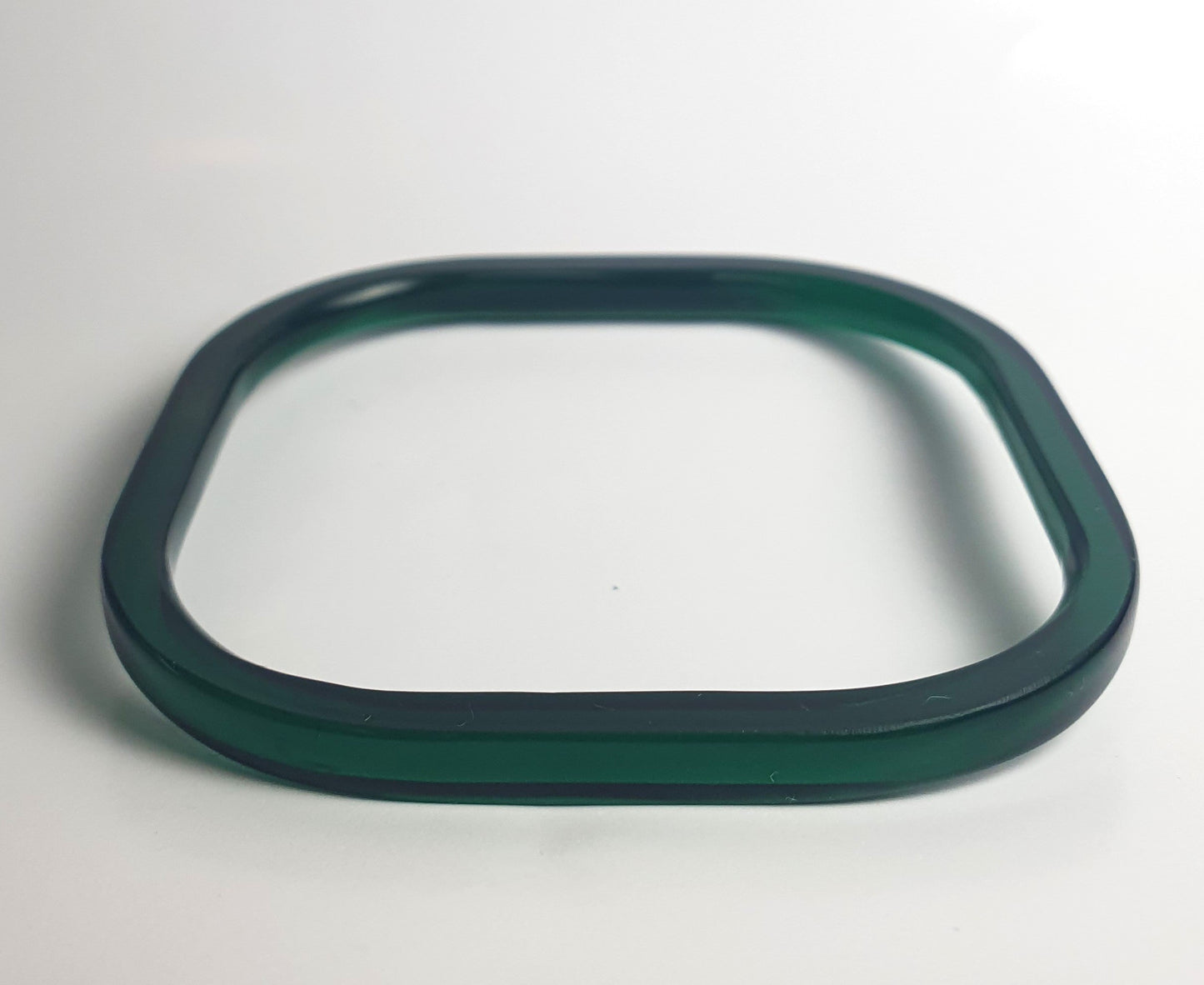 Square bangle in bottle green perspex #BarbaraSpenceJewellery