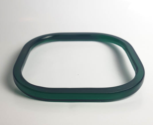 Square bangle in bottle green perspex #BarbaraSpenceJewellery